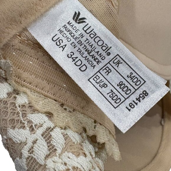 Wacoal 34DD Bra Beige Embrace Lace Push Up Strapless Underwire Back Close 854191 - Picture 3 of 3